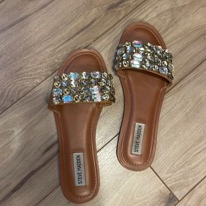 ~Steve Madden slip on sandal with chunky gem stones~